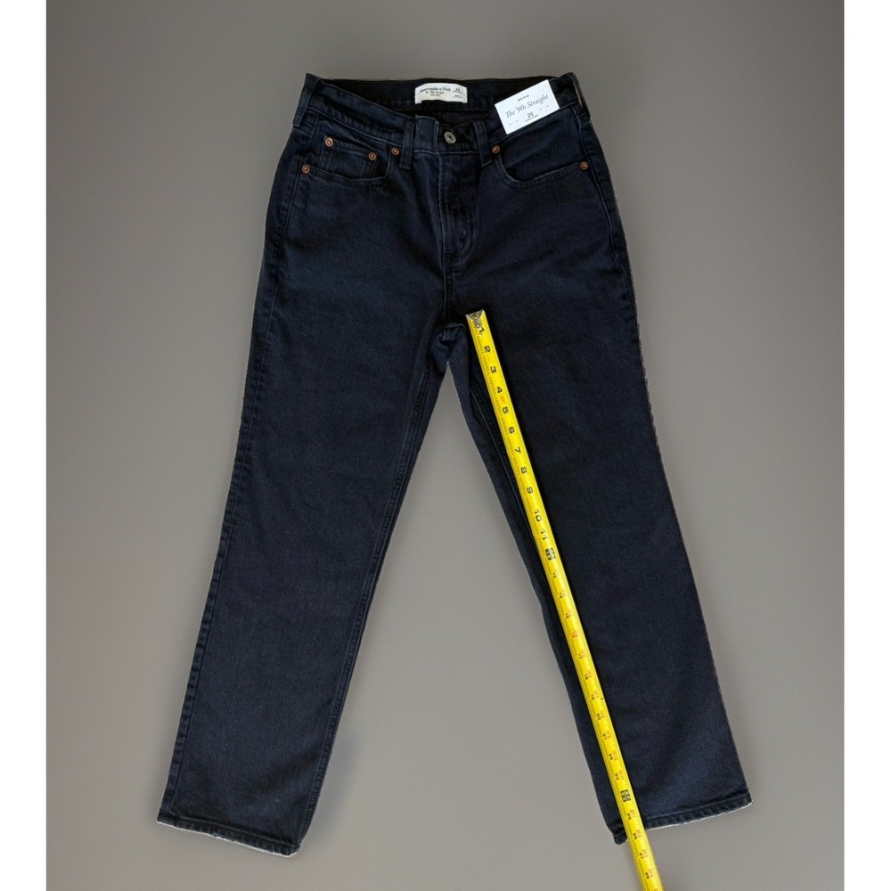 NWT Abercrombie & Fitch 90s Straight Mid Rise Jeans Women's 25 Extra Short Black - Picture 10 of 10